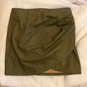 Green leather skirt